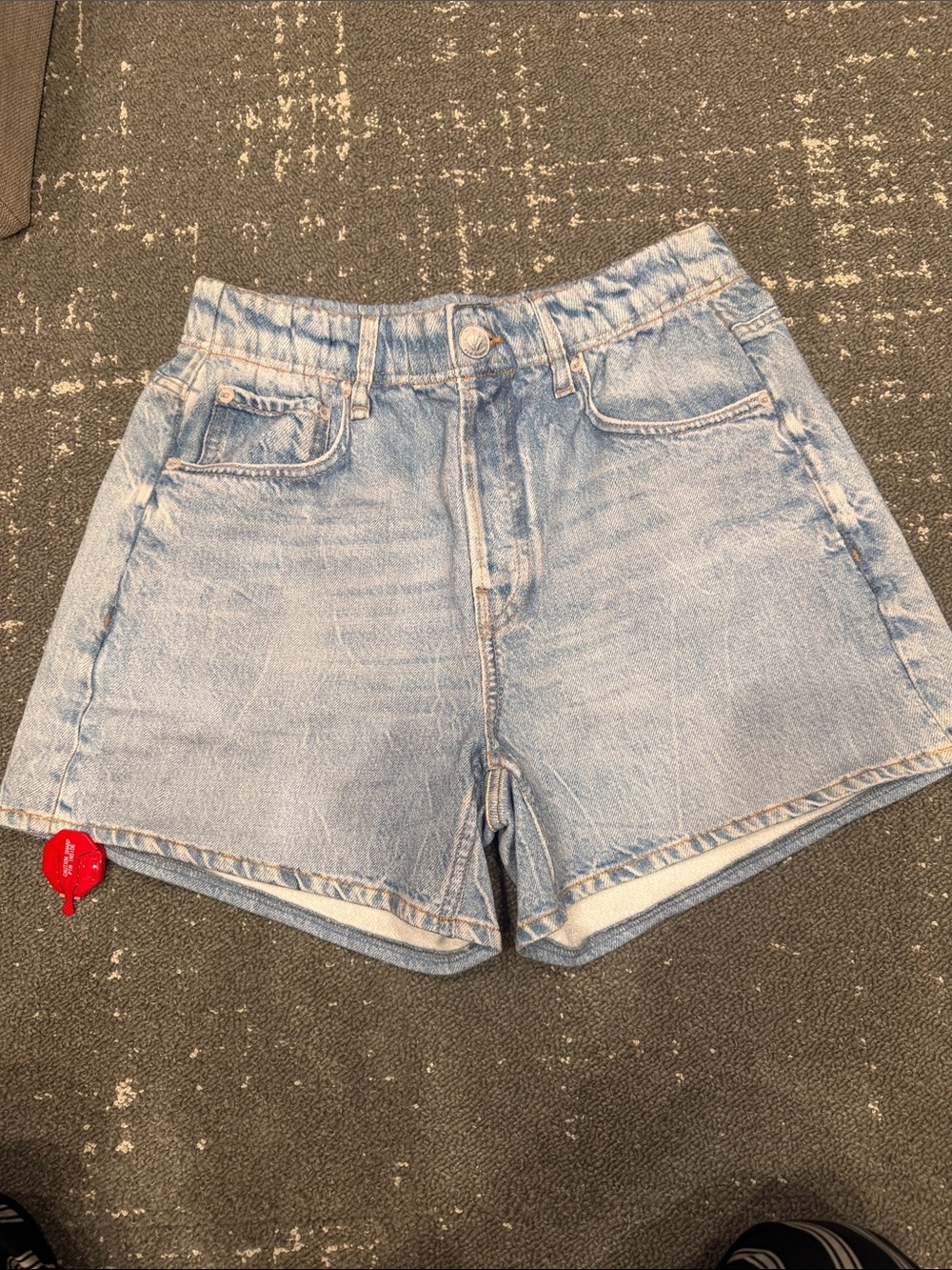 High-Waist rag and bone Light Blue Denim Shorts, sweatpants shorts.